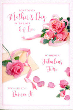 This Mother's Day card design resembles a painterly bouquet laid out across smooth white card, as if a florist has arranged every blossom by hand. At the heart of the image, lush pink roses in several shades-from the palest blush to a rich, romantic rose-are gathered in loose, natural clusters, echoing the kind of garden roses you might see blooming near the quieter streets of Northolt. Each flower is rendered with velvety depth: outer petals gently unfurl, while inner whorls remain tightly cupped, suggesting both elegance and tenderness. Around them, individual petals are scattered like soft confetti, drifting across the surface in an artful pattern that feels spontaneous yet carefully considered. Subtle touches of greenery peep through the blooms, adding freshness and preventing the design from becoming too heavy, the way a well-balanced bouquet always includes just enough foliage. Flowing calligraphy overlays the floral arrangement, spelling out a warm Mother's Day sentiment in graceful, looping lines that echo the curves of the petals. The script is neither stark nor formal; instead, it feels like a lovingly written note from a child or partner, shared in a quiet Northolt kitchen on a bright spring morning. The lighting in the image is gentle and diffused, creating soft highlights along the rose petals and giving the whole card a serene, glowing quality. This is not a loud, flashy design, but an intimate, emotional one-perfect to sit beside a vase of fresh flowers arriving by same-day delivery to homes across Northolt, carrying with it a sense of appreciation and enduring affection.